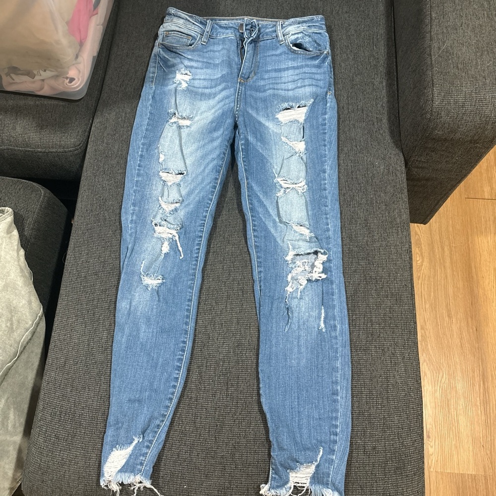 Cello Blue Skinny Jeans Distressed